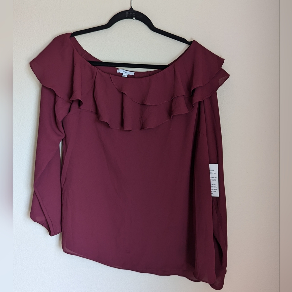 NWT Maette Wine Color Blouse Size XL